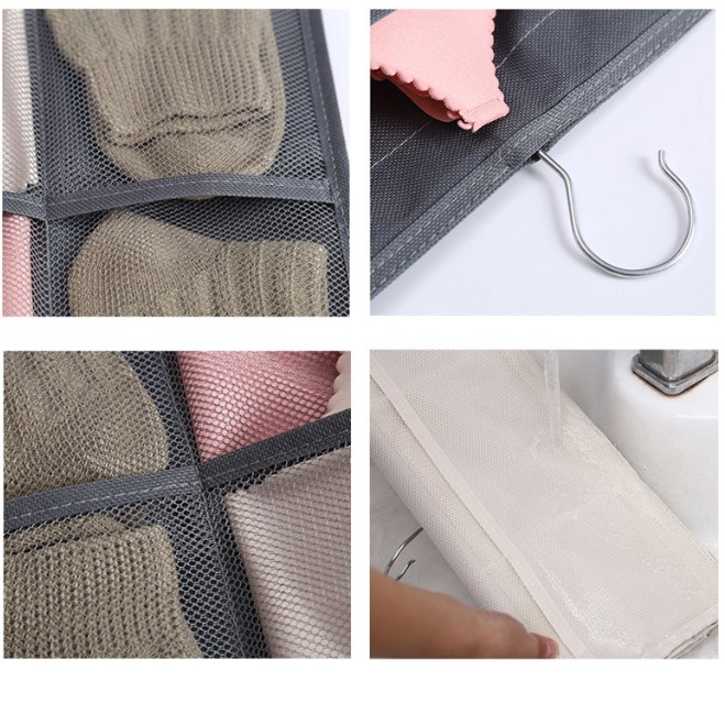 Túi treo đồ lót, vớ 2 mặt 30 ngăn - giao màu ngẫu nhiên