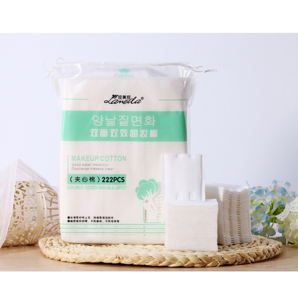 Bông tẩy trang 222 miếng Lameila, bông tây trang 50-222 miếng chính hãng loại 1 cotton pads Dinh Dinh