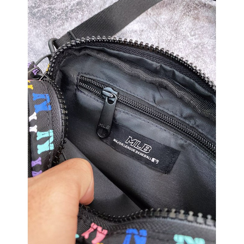 ⚡️ Túi đeo chéo M.L.B NY Monogram Crossbody Bag - Black/Multicolor XUẤT DƯ FULL TEM TAG