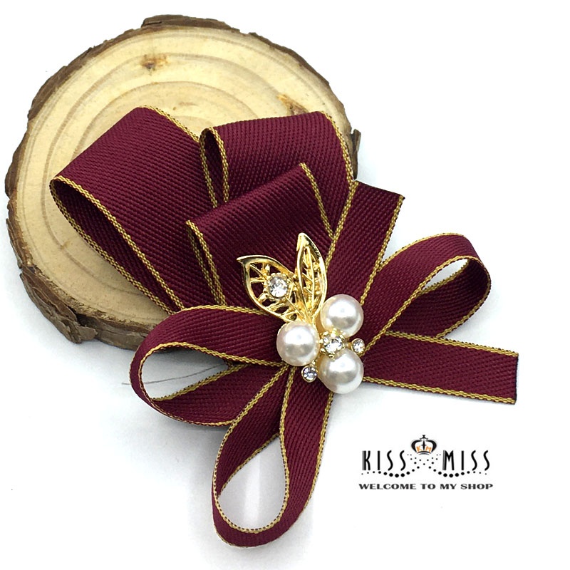 Tag Cài áo nơ lụa đơn giản sang trọng [HANN- Hoa cài áo, pk thời trang]