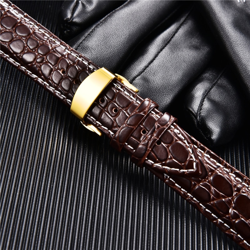 Dây Đồng Hồ Họa Tiết Da Cá Sấu Độc Đáo 17mm 19mm