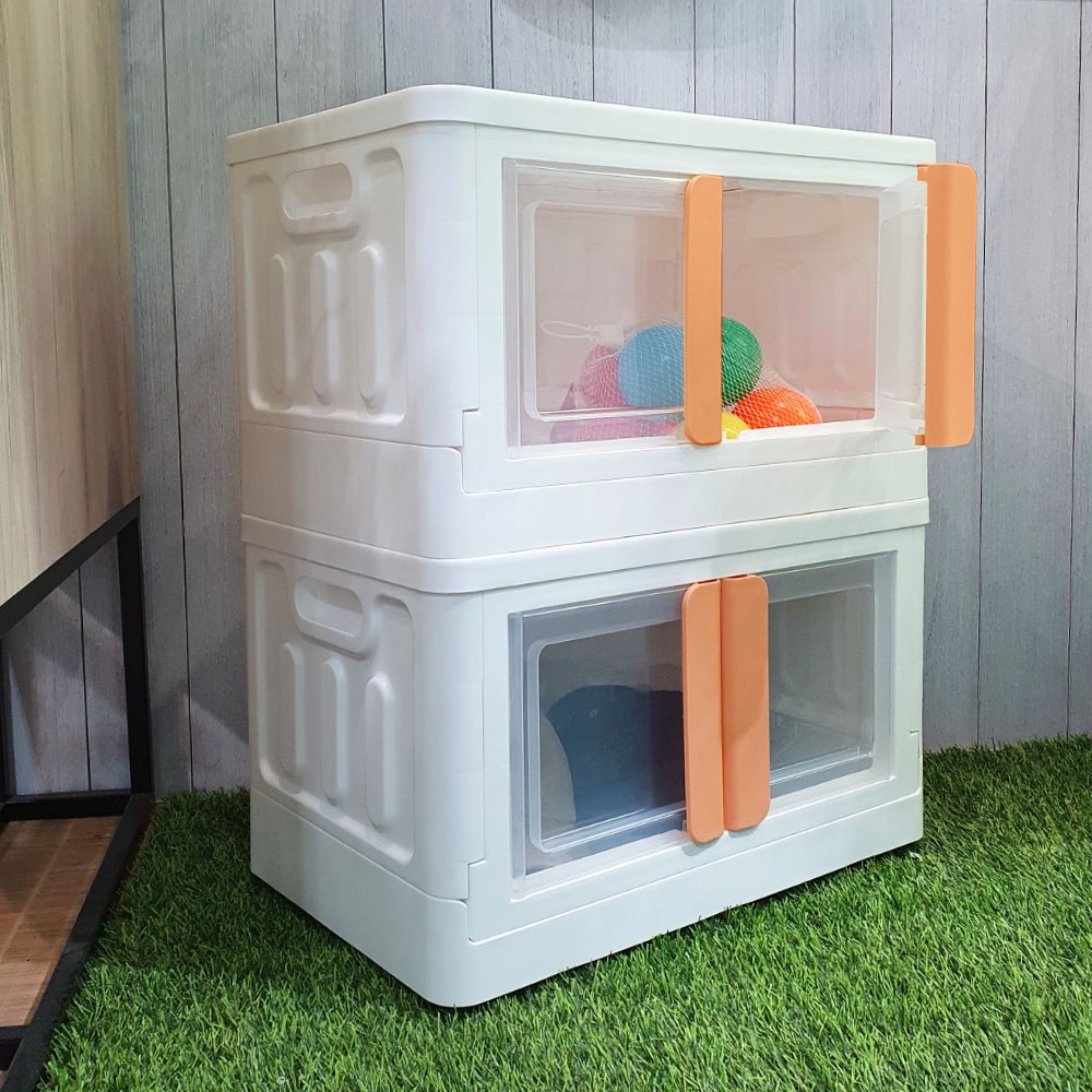 HomeBase STACKO Thùng đựng đồ bằng nhựa CHEER W64xD40xH37cm màu cam