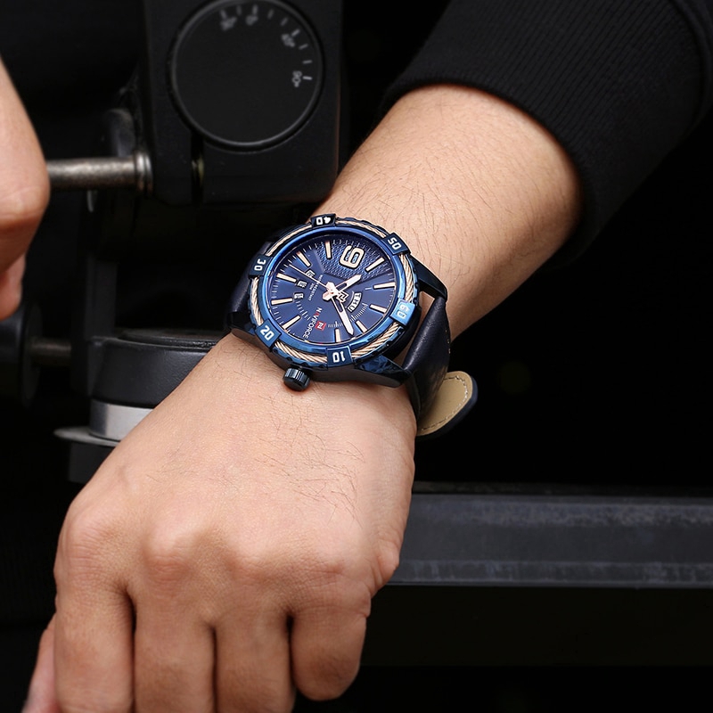 NAVIFORCE NF9117L Men Sport Fashion Leather Band Analog Quartz Watch | BigBuy360 - bigbuy360.vn