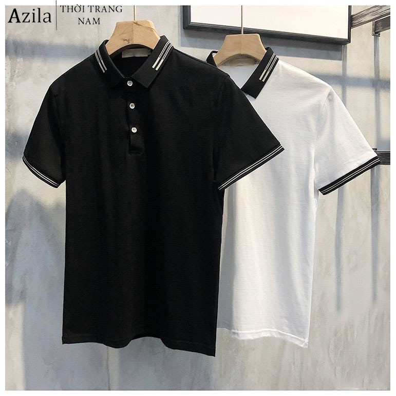 Áo Polo Nam, Áo Thun Nam Có Cổ Tay Ngắn Phối Kẻ Chất Vải Cá Sấu Cao Cấp - Azila - AC119 | BigBuy360 - bigbuy360.vn