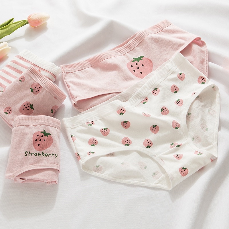 Quần Lót Nữ Cotton Siêu Thoáng Nâng Mông Dâu Tây Siêu xinh  QL08