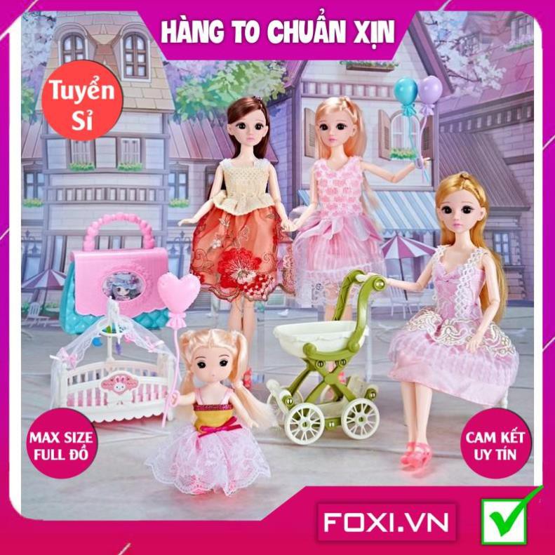 Búp Bê công chúa 3D giao ngẫu nhiên kèm phụ kiện váy dạ hội-thú cưng-xe đẩy-Đồ chơi bé gái