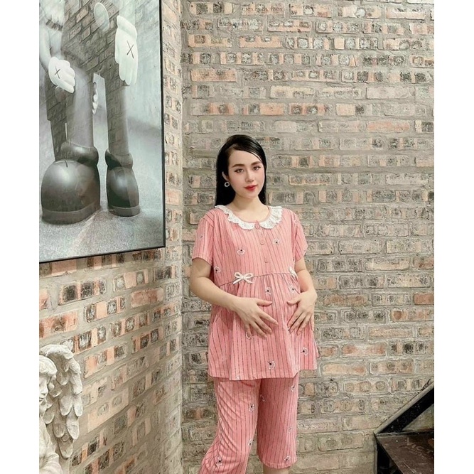 Bộ bầu lửng chất cotton  cực kì mềm mát dành cho mẹ bầu và sau sinh có khóa mở ngực