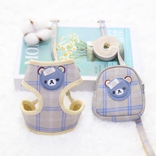 DP263 - dây dẫn thú cưng có balo hình gấu, quần áo chó mèo