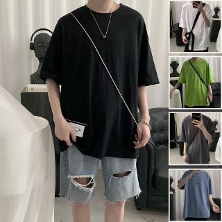 Áo thun tay lửng dáng rộng trơn 5 màu thời trang tùy chọn cho nam size M-2XL