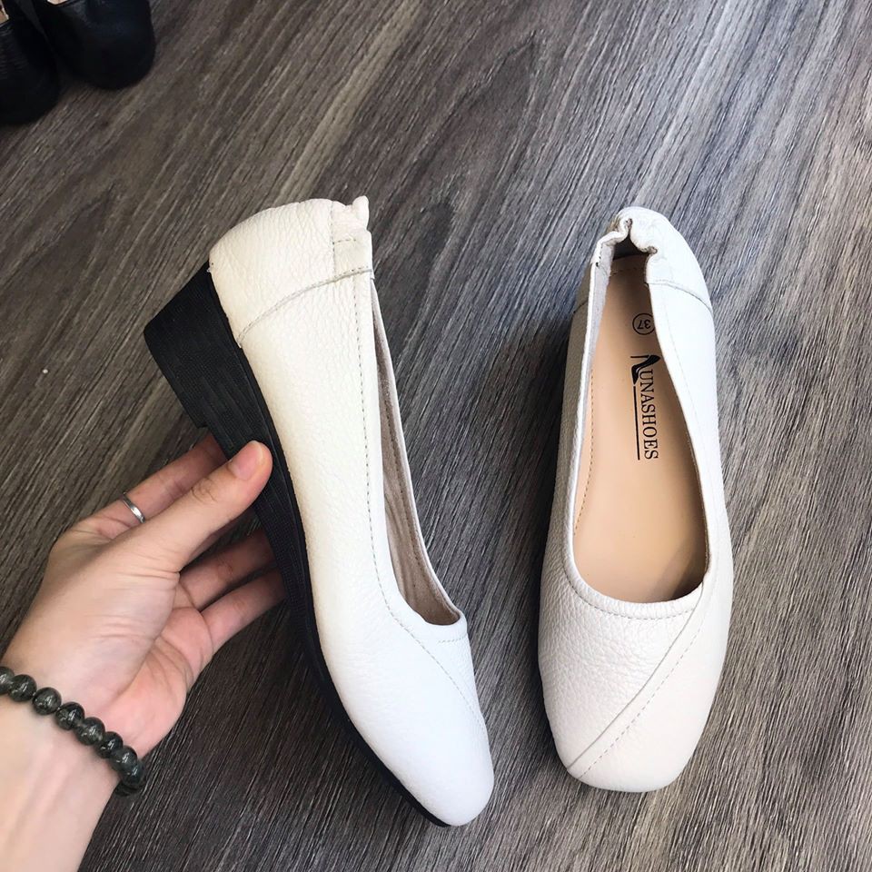 Giày xuồng da bò nữ cao 4p