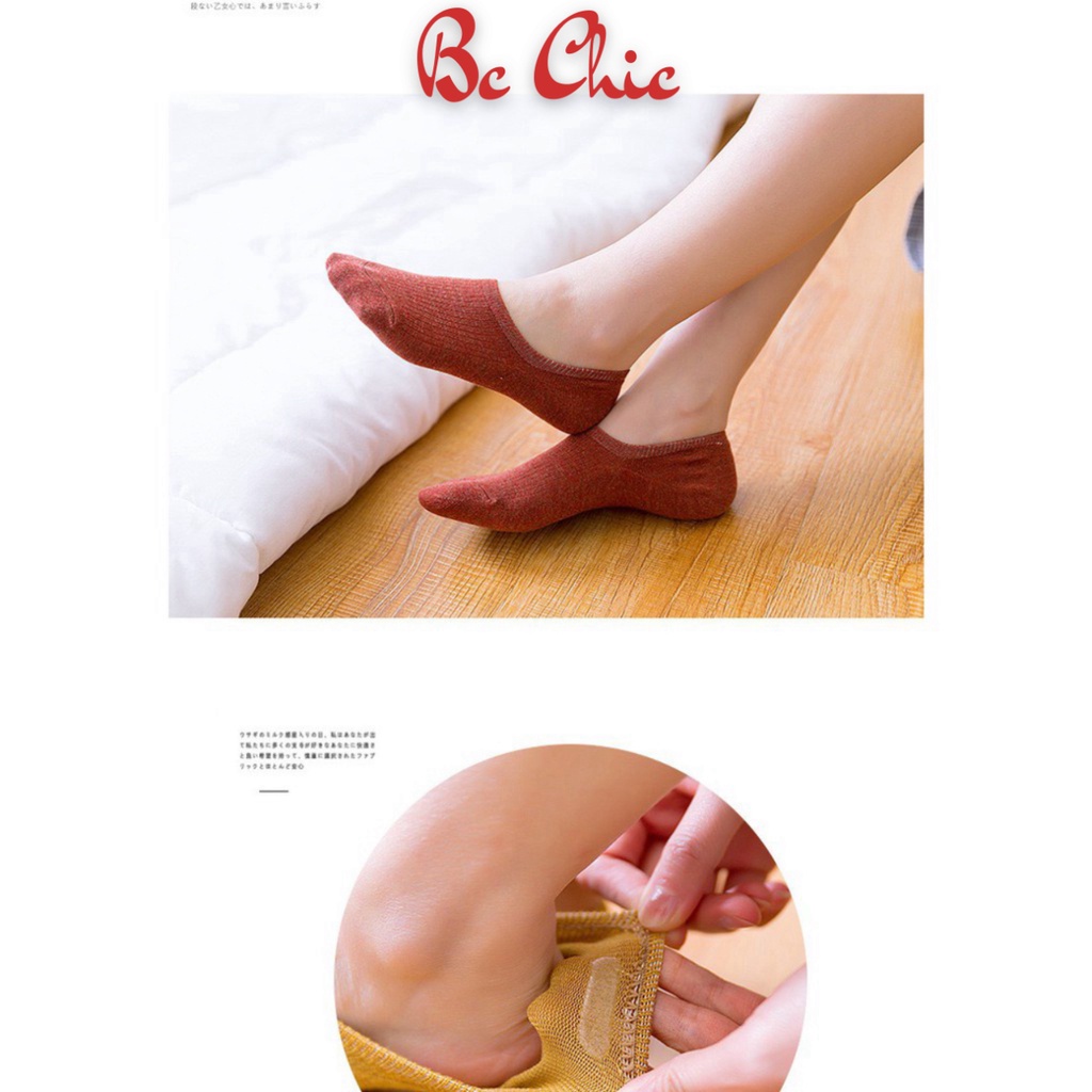 Tất Nữ , Tất thuyền cổ ngắn mùa hè tiện lợi ❤️ Tất Cotton trơn chống trượt cho nữ mã PKT434 BC_CHIC LINGERIE