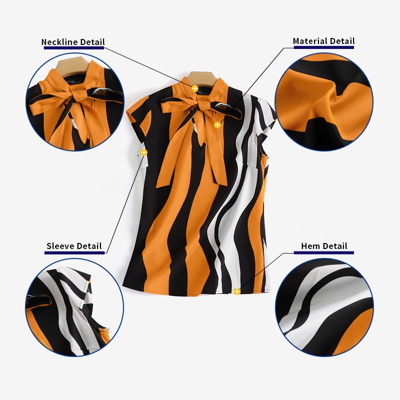 Zanzea Áo Tay Ngắn Cột Dây Họa Tiết Kẻ Sọc Dành Cho Nữ