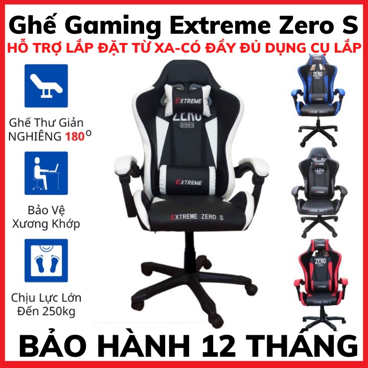 Ghế gaming extreme Zero S (Trắng, Đen, Xanh, Hồng Nhạt, Đỏ) Ghế Chơi Game Đi kèm Gối lưng Gối đầu Chống Đau mỏi hiệu quả