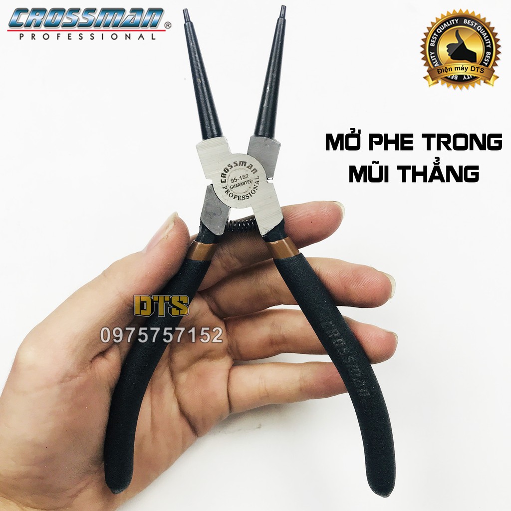 Kìm mở phe trong mũi thẳng cao cấp CROSSMAN 95-152 GUARANTEE 7 inch, kìm phanh thép CR-V, kềm mở phe mũi thẳng mở trong
