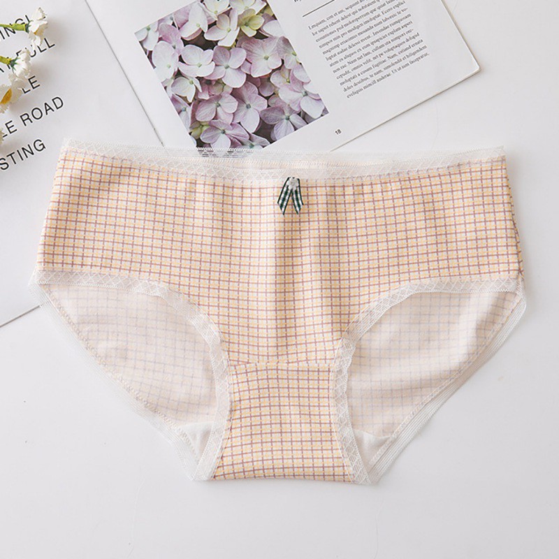 Quần Lót Cotton Phối Ren Đính Nơ Xinh Xắn