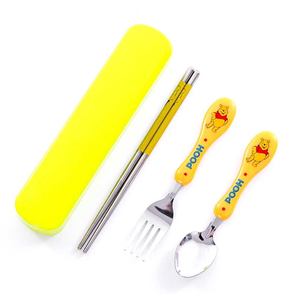3 cái/bộ Phim Hoạt Hình trẻ em của thép không gỉ dao kéo muỗng nĩa đũa trẻ em của Bộ đồ ăn cho bữa trưa dao kéo di động với hộp