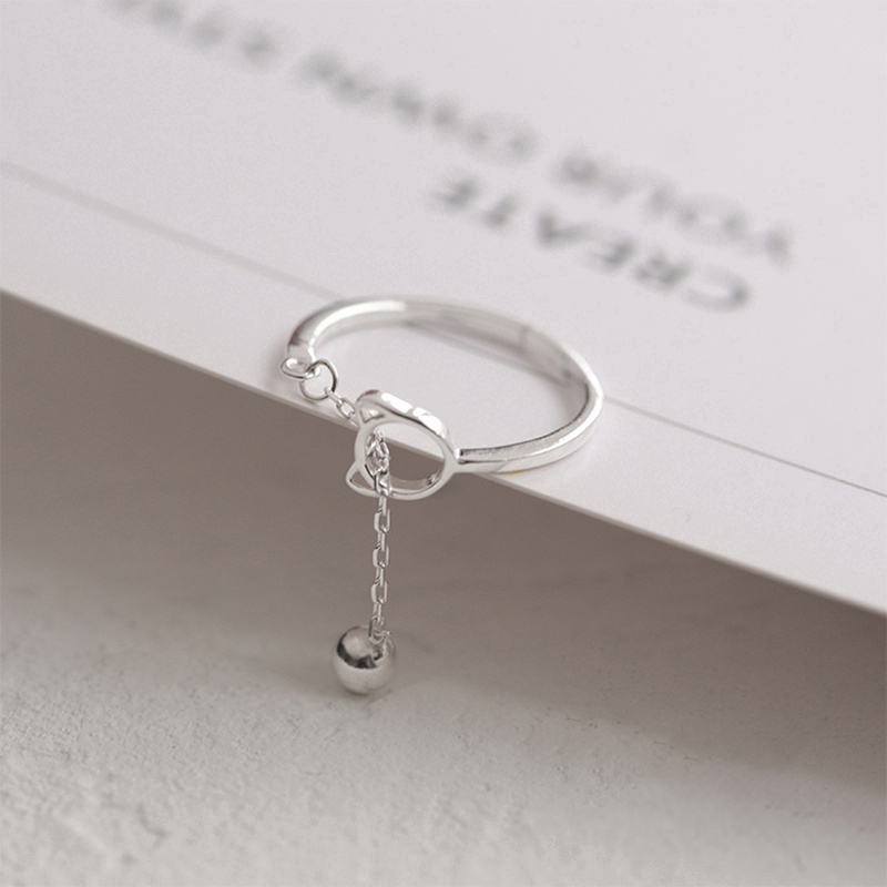 Nhẫn bạc thiết kế mặt mèo đáng yêu phong cách Hàn Quốc cho nữ | BigBuy360 - bigbuy360.vn