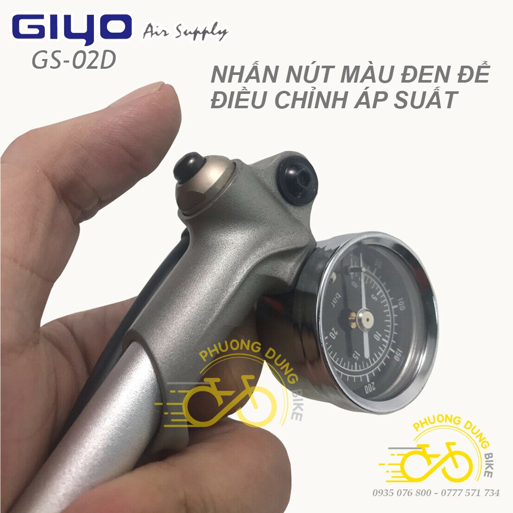 Bơm phuộc xe đạp GIYO GS-02D - Bơm áp lực cao 300psi