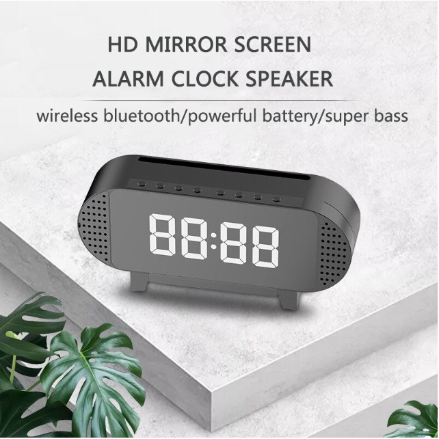 Loa Bluetooth Kèm Đồng Hồ Báo Thức, Hiện Thị Điện Thoại Màn Hình LED 1200 MAh