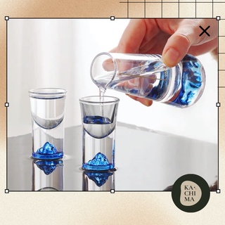 Bộ 6 chén uống rượu thuỷ tinh đế núi Fuji - Ly rượu đế dày