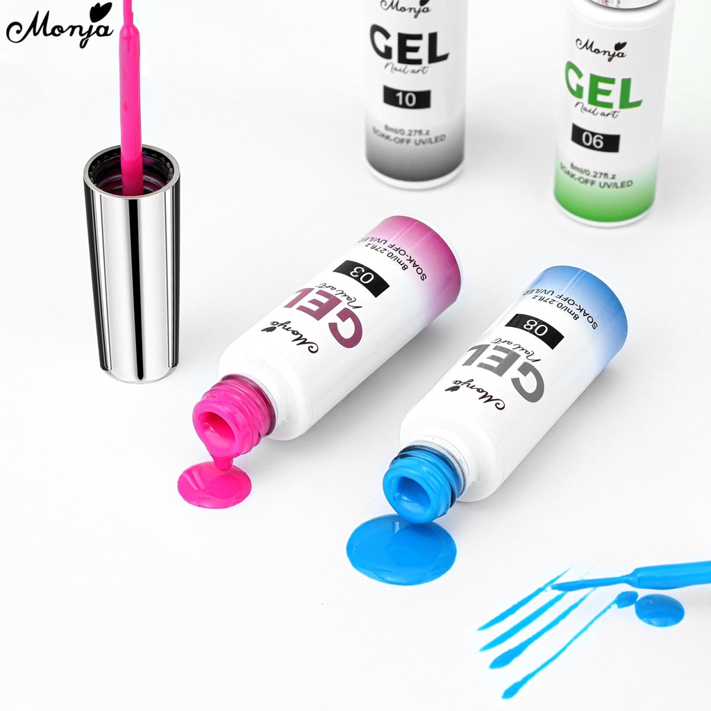 Sơn móng gel UV LED MONJA 8ml 12 màu sáng bóng