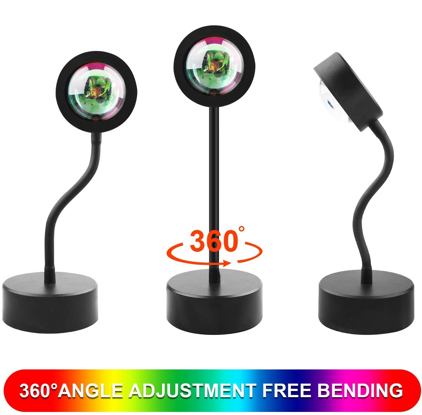 Đèn Led Usb Xoay 360 Độ Ánh Sáng Cầu Vồng Trang Trí Phòng Ngủ / Phòng Khách Lãng Mạn