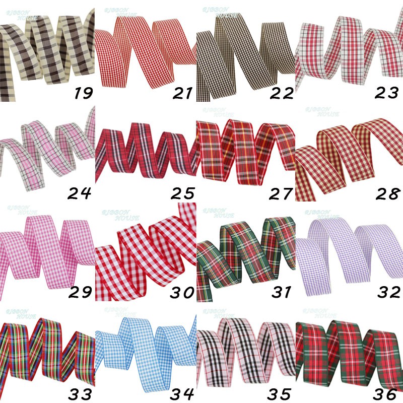 Dây ruy băng họa tiết sọc caro phong cách Scotland dễ thương 25mm dài 5 yard dùng để gói quà tặng Giáng Sinh