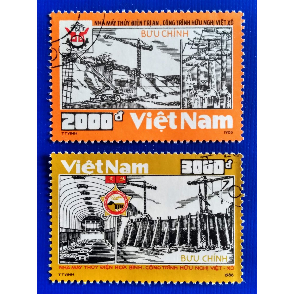 Tem sưu tập MS 551 Tem CTO Việt Nam Nhà máy thuỷ điện 1988 ( 2 tem )