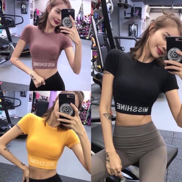 SUPER SALE . Áo Mishine CROPTOP Thể Thao Gym Yoga Quảng Châu Cao Cấp Giá Sỉ . .