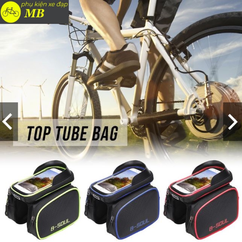 Túi treo xe đạp, túi xe đạp thể thao chống nước treo sườn có ngăn đựng điện thoại cảm ứng thể tích lớn chính hãng BSOUL