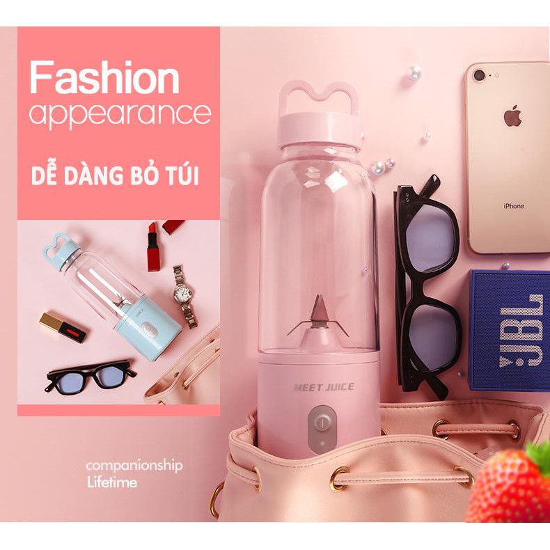 [TẶNG BÌNH THAY THẾ - CÓ SẴN] Máy xay cầm tay mini Meet.Juice, máy xay sinh tố đa năng Tặng kèm Bình Thay thế cao cấp