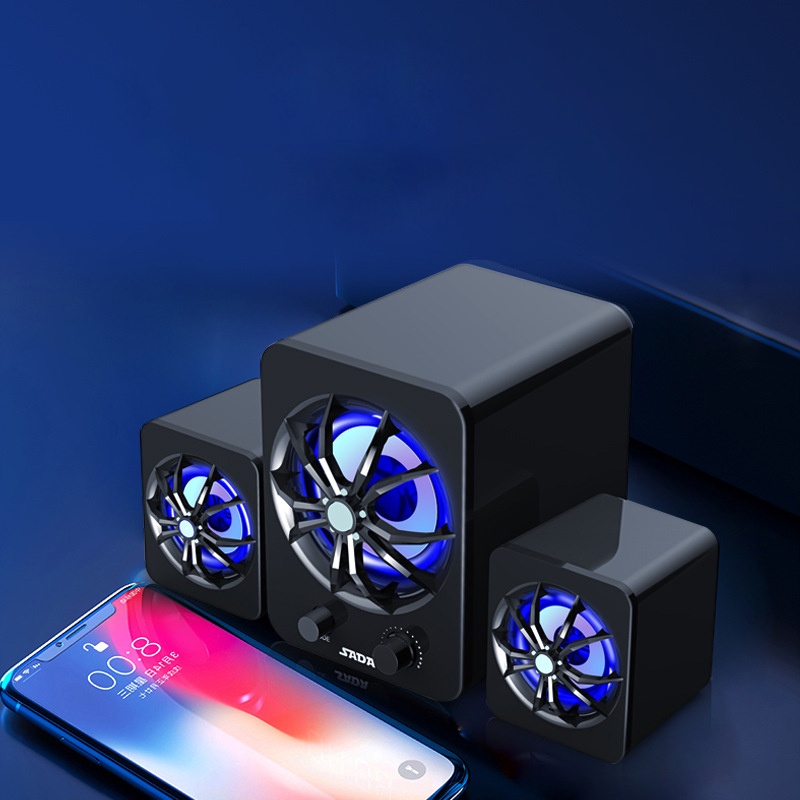 Loa Máy Tính - Loa Để Bàn Cao Cấp SADA - D207 Loại Có Dây Và Bluetooth Đèn LED Đổi Màu Liên Tục Âm Bass Mạnh Mẽ
