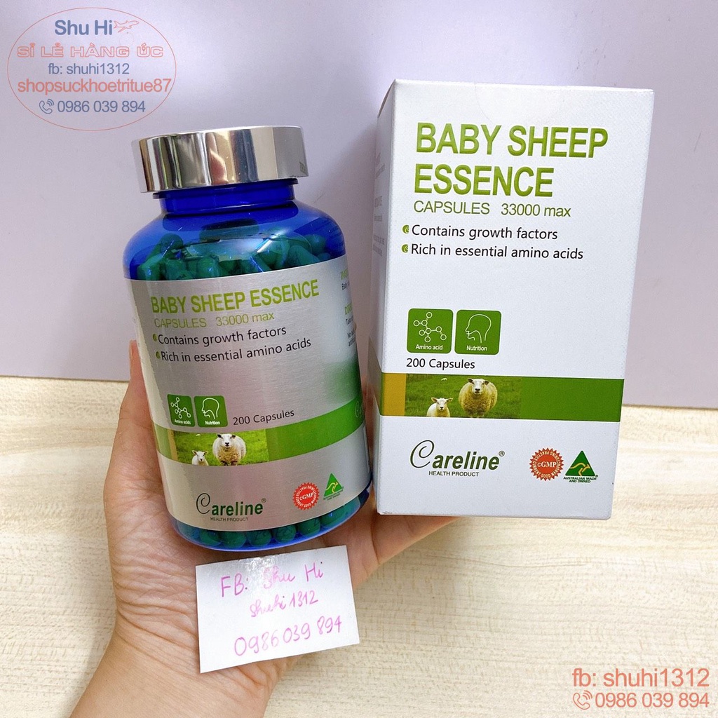 Nhau thai cừu cao cấp Careline Baby Sheep Essence 33000 Max 200 viên Úc