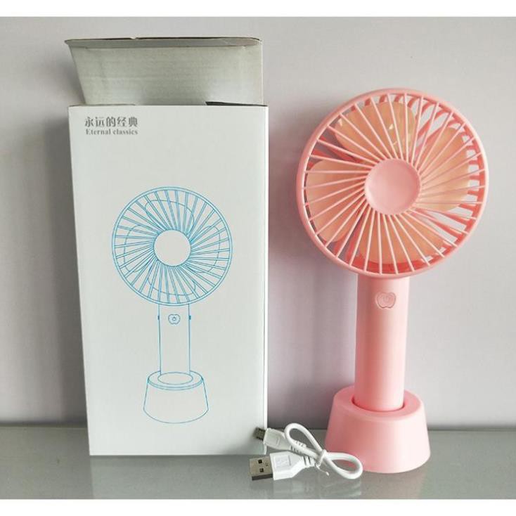 Quạt Mini cầm Tay Tích Điện 3 Chế Độ Gió [Full Box, Pin, Dây Sạc, Đế Chống Trượt | BigBuy360 - bigbuy360.vn