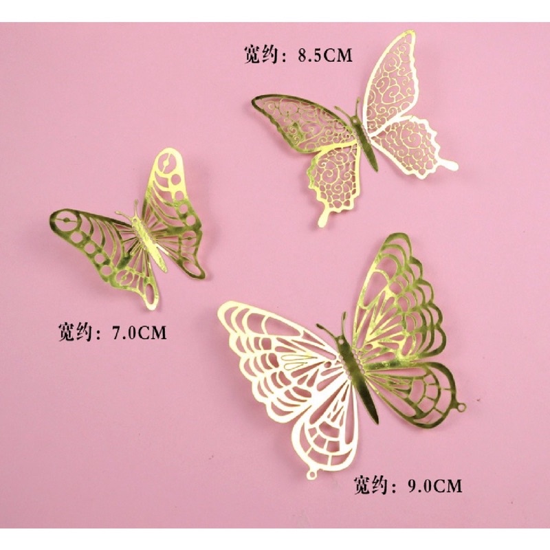 Combo 24 con bướm 3D trang trí bánh kem