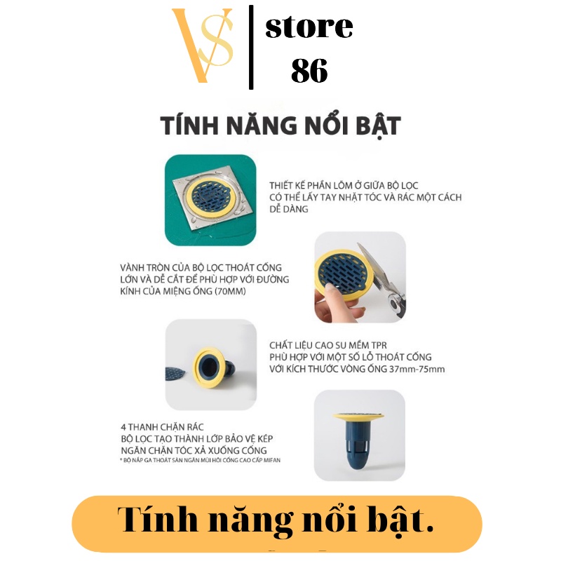 Bộ Nắp Ga Thoát Sàn Ngăn Mùi Hôi Cống Nhà Tắm, Nhà Vệ Sinh - Chống Côn Trùng - Dễ Lắp Đặt