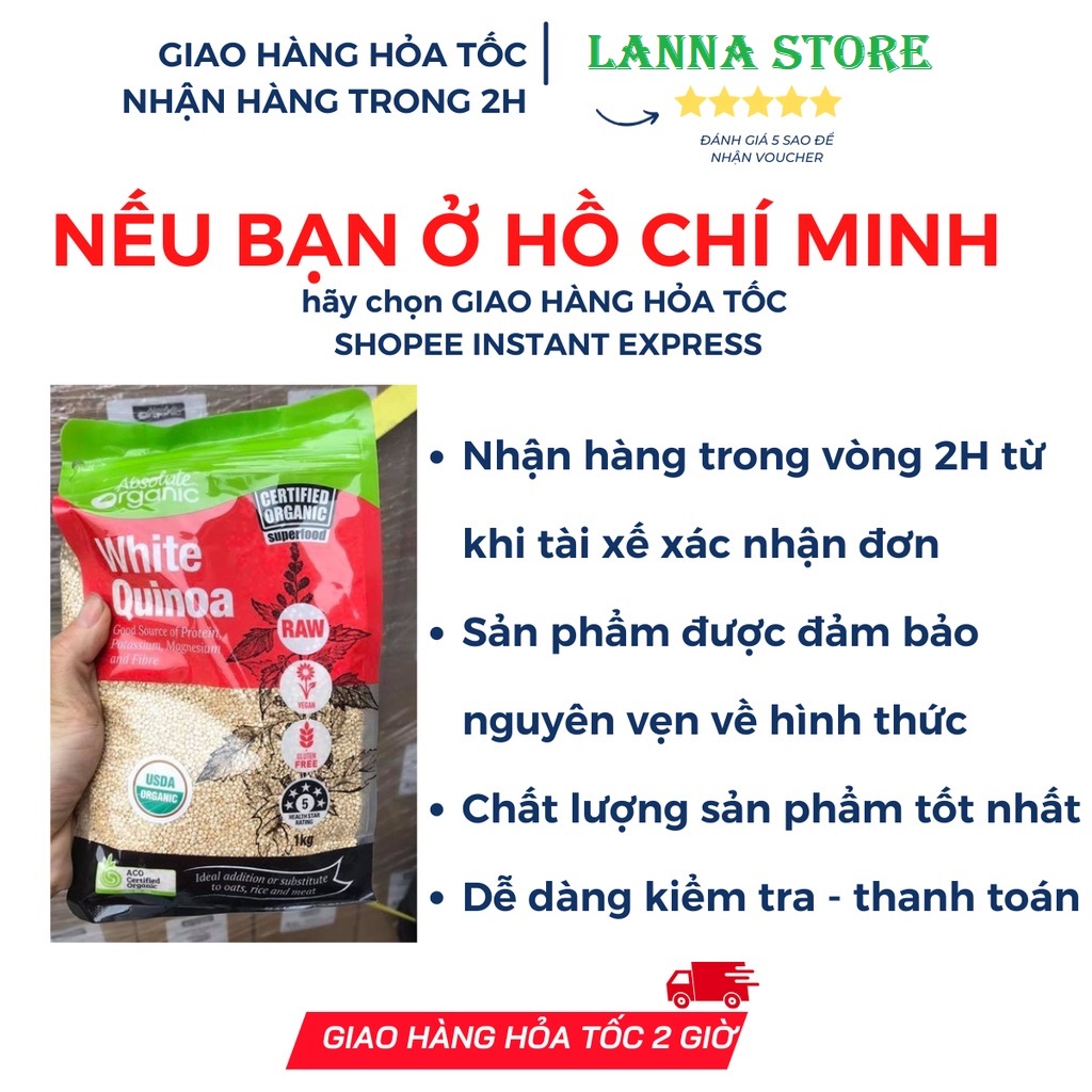 Hạt diêm mạch Organic Quinoa Của Úc Absolute Organic Gói 1Kg