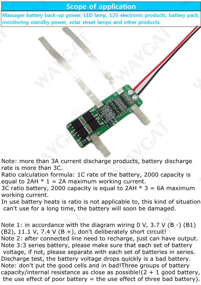 Bo Mạch Sạc Pin Lithium 18650 Pcb Bms 11.1v 12v 12.6v 3s 15a