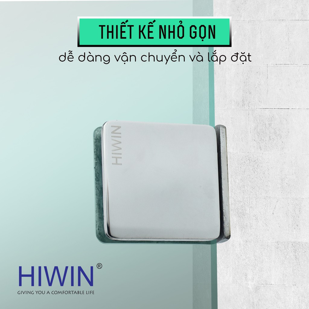 Kẹp cabin tắm 0 độ kính - tường cạnh thẳng bo góc Hiwin FC-085 mặt gương