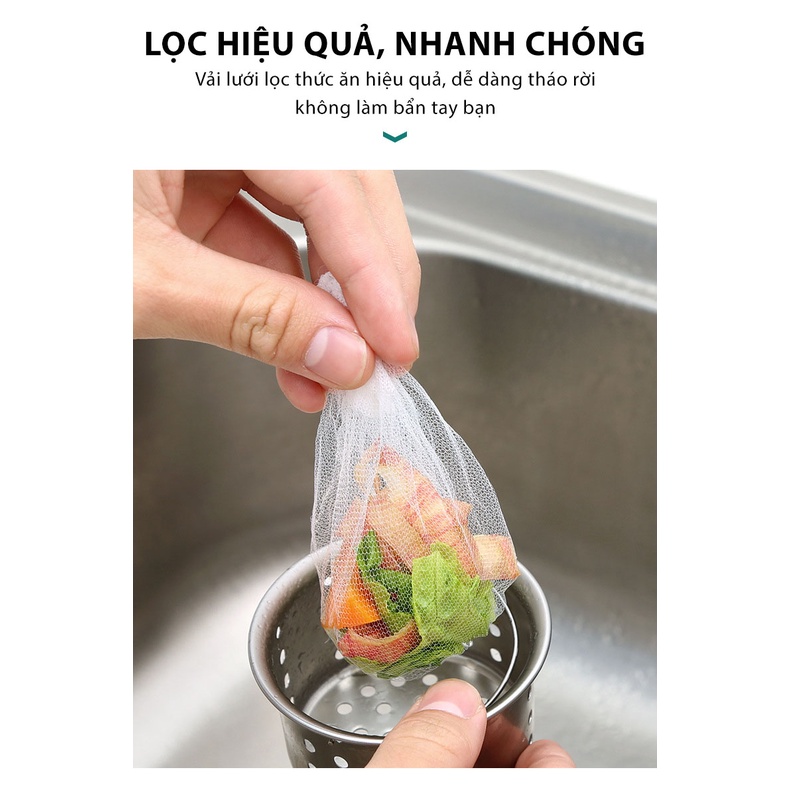 Sét 100 Túi Lọc Rác Thức Ăn Thừa Thiết Kế Kiểu Lưới Siêu Dai Đầu Túi Có Chun Co Giãn Chống Tắc Nghẽn Ống