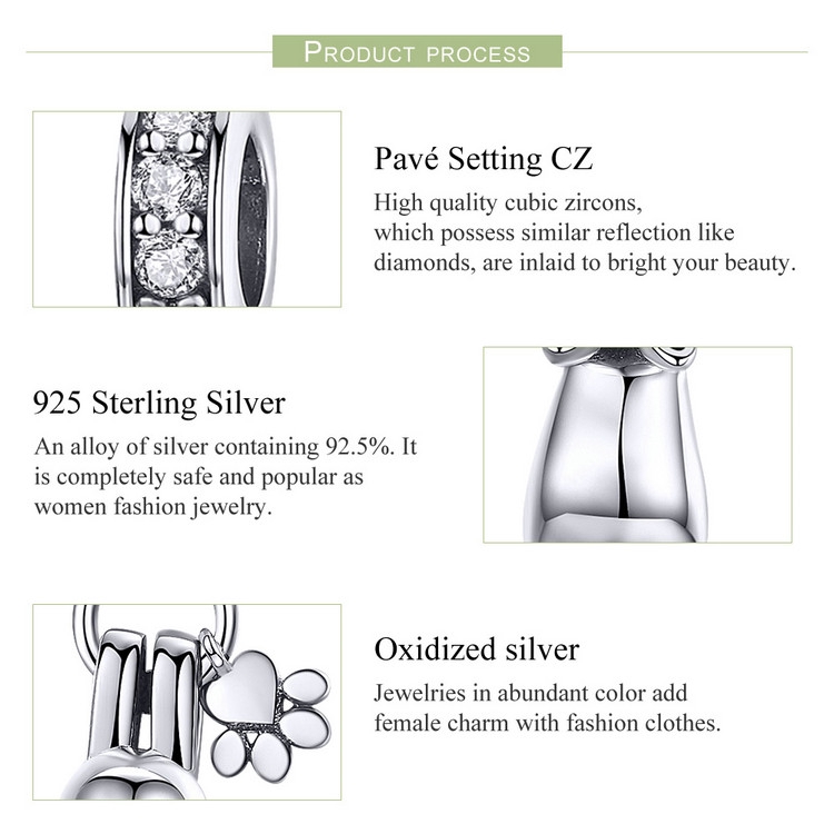 Hạt phụ kiện Bamoer scc930 thiết kế hình chú mèo và chân mèo làm đồ trang sức đáng yêu