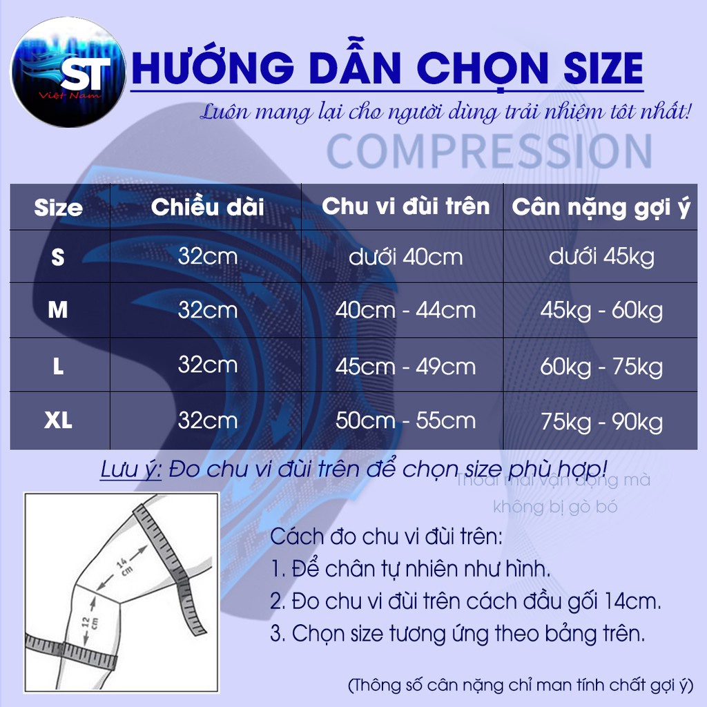 Bó gối thể thao, Băng bảo vệ đầu gối dùng trong tập gym, bóng đá, bóng chuyền  - ST VIETNAM