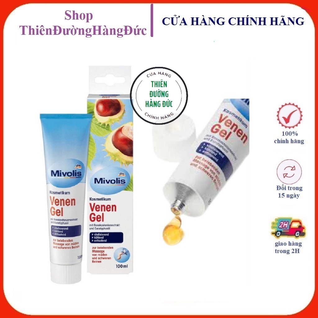 Gel giãn tĩnh mạch Venen Gel Das Gesunde Plus Mivolis 100ml, hàng Đức