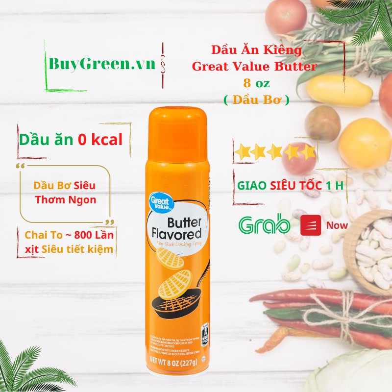 [New] 8 oz ( ~ 800 lần xịt )  DẦU ĂN KIÊNG GREAT VALUE DẦU XỊT BƠ - DẦU BƠ ĂN KIÊNG (SIÊU THƠM)