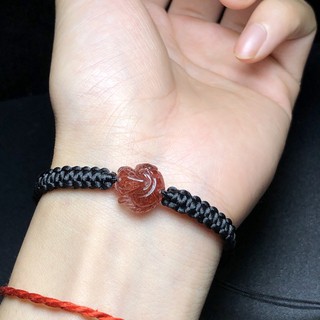 Vòng Tay Hồ Ly Tóc Đỏ Mini tết dây đeo tay màu đen - Cải thiện tình duyên, tài lộc, bình an, may mắn