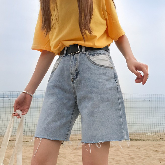 Quần đùi denim phong cách Hàn Quốc cá tính cho nữ | BigBuy360 - bigbuy360.vn