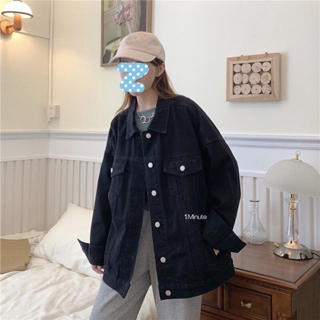 Áo khoác jeans Unisex Ulzzang - Áo khoác bò nam nữ phong cách thời trang trẻ trung 1Minute