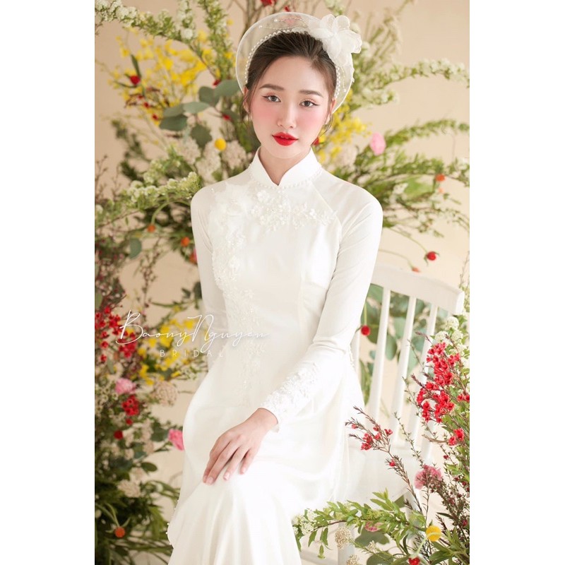 Áo dài hỏi cưới tiệc trắng