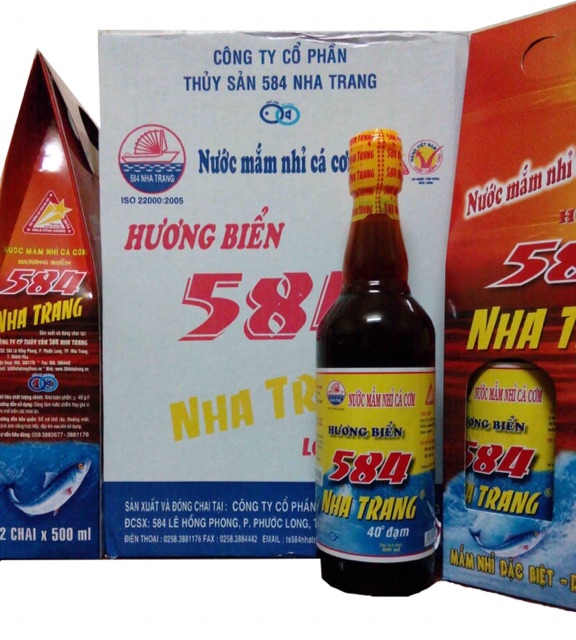 2 chai Nước mắm nhỉ cá cơm 584 Hương biển Nha Trang 40 độ đạm chai nhựa 500ml