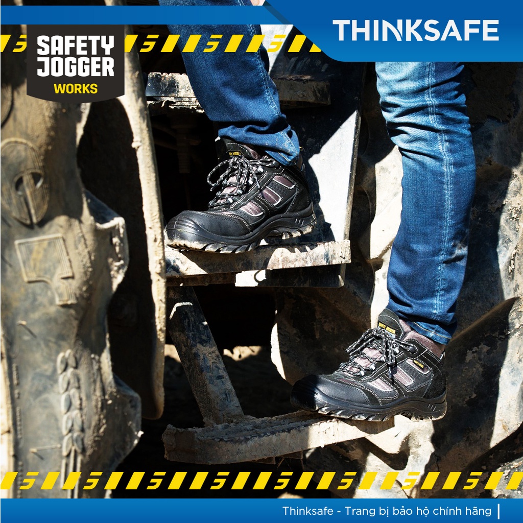Giày bảo hộ lao động Safety Jogger Climber S3 SRC cổ cao, da bò lộn, chống đinh, chống trượt, ngăn tích điện - Thinksafe